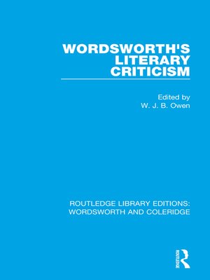 cover image of Wordsworth's Literary Criticism